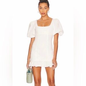 NWT LOVERS AND FRIENDS Luella Puff Sleeve Mini Dress White XS
